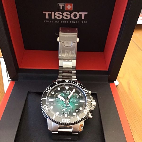 Tissot Seastar 1000 Chronograph Green Dial Silver Mesh Bracelet Watch For Men - T120.417.11.091.00
