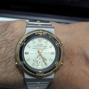 Rare Seiko Alba Neatnik Aluminum Link Band Analog Watch V707 5080