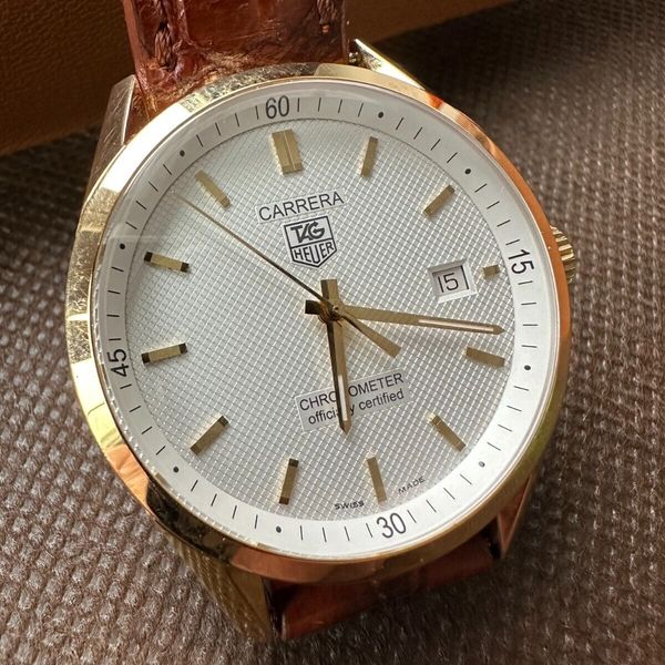 18k Solid Gold TAG Heuer Carrera Calibre 5 WV5140 Great Condition ...