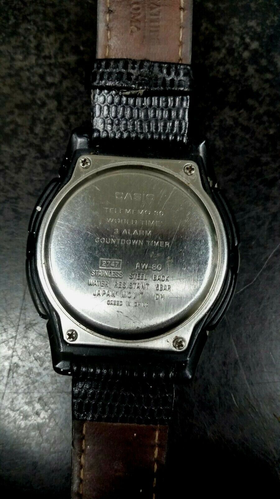 Casio Illuminator Telememo 30 AW 80 Module 2747 World Time 3 Alarm