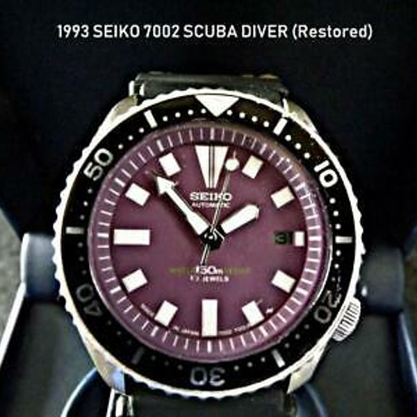 1993 Vintage SEIKO SCUBA DIVER's Purple Dial 17J Automatic 7002-7000 Black  Bezel | WatchCharts