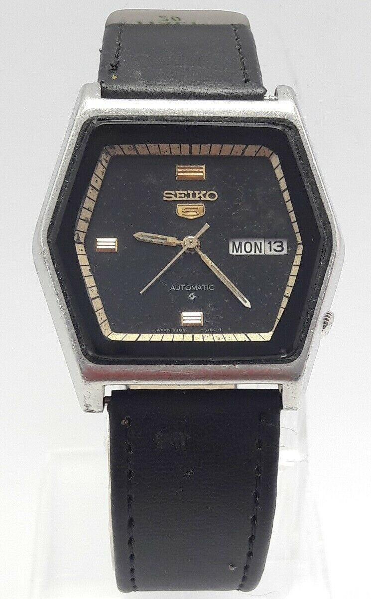 VINTAGE SEIKO 5 TV 6309-513 D A3 17J JAPAN AUTOMATIC MEN'S WATCH
