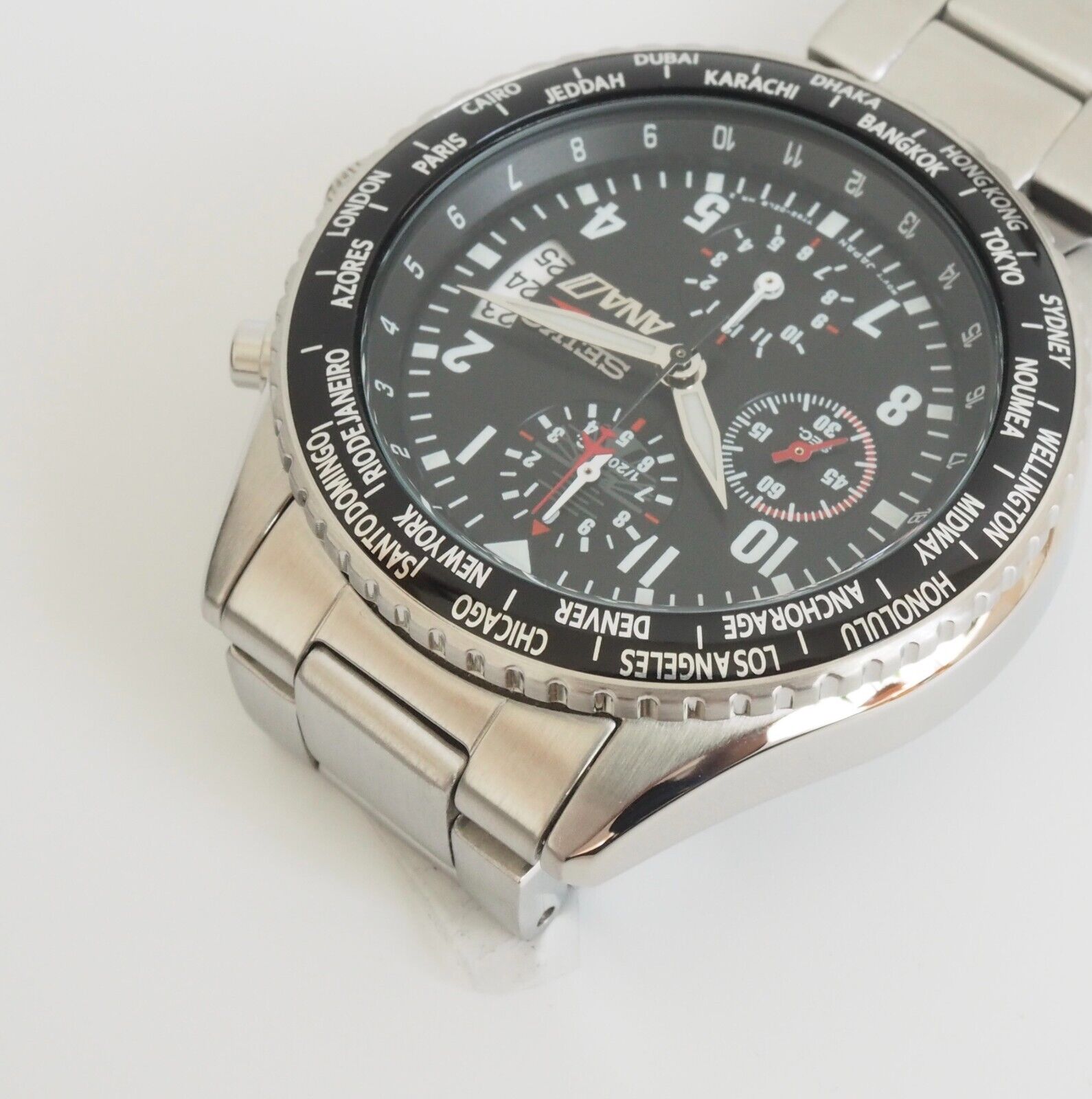 Seiko ANA 7T92-0VG0 SZER047 Chronograph Quartz Black Dial Box Mint 