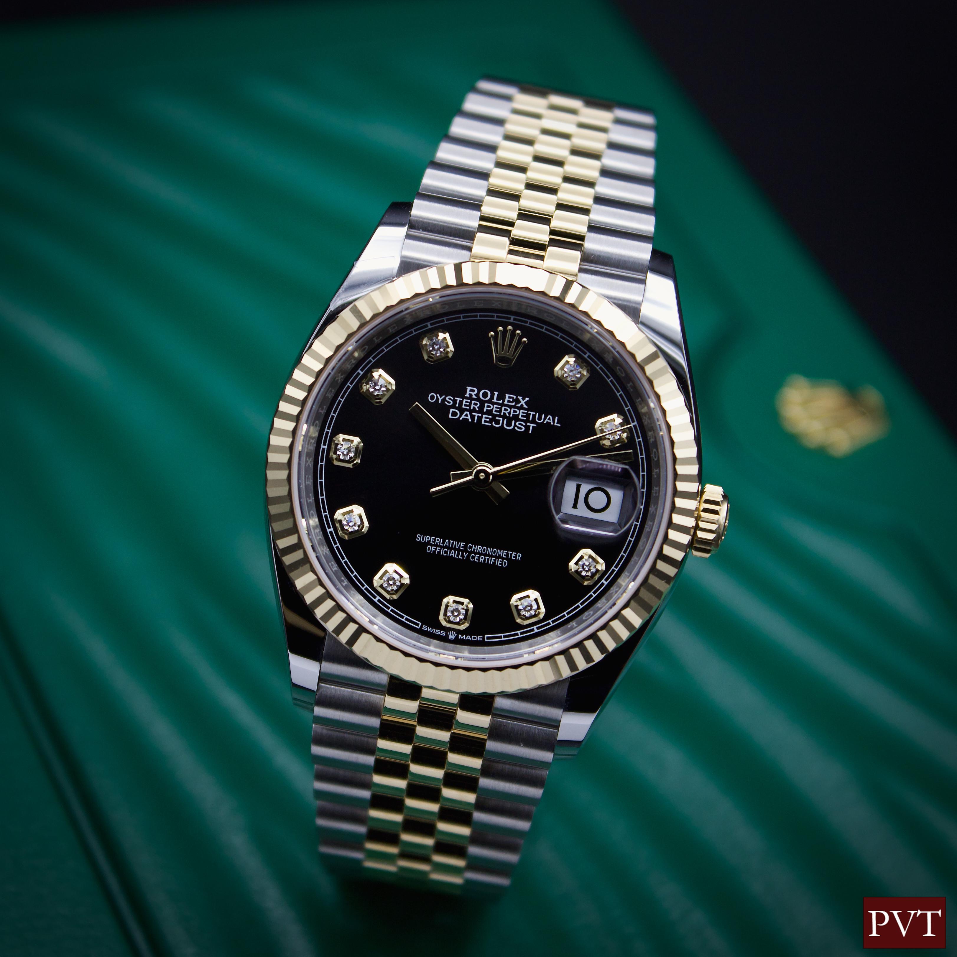 Rolex Datejust 36 Black Diamond Dial Oyster Bracelet Watch