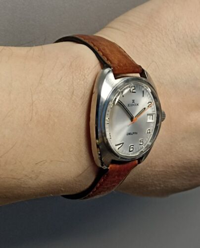 EDOX DELFIN Watch Vintage Swiss made! 40mm with crown, Mechanical