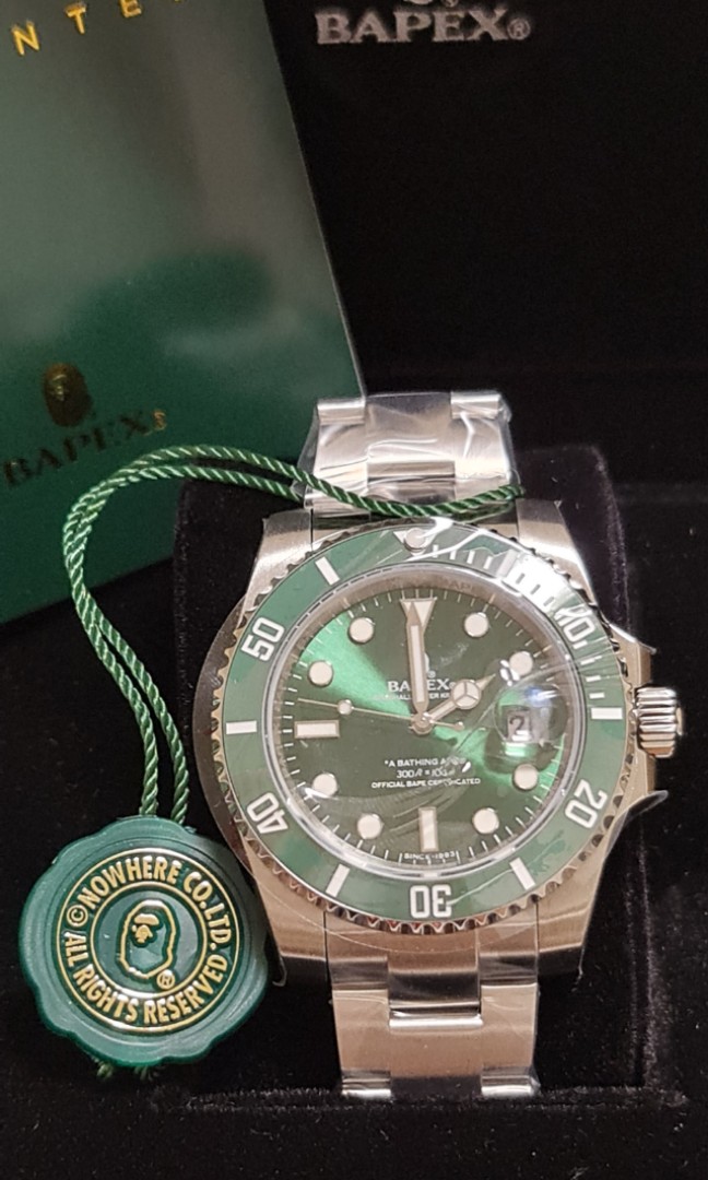 A Bathing Ape Bape BAPEX TYPE 1 Green Not Rolex Hulk Submariner WatchCharts Marketplace