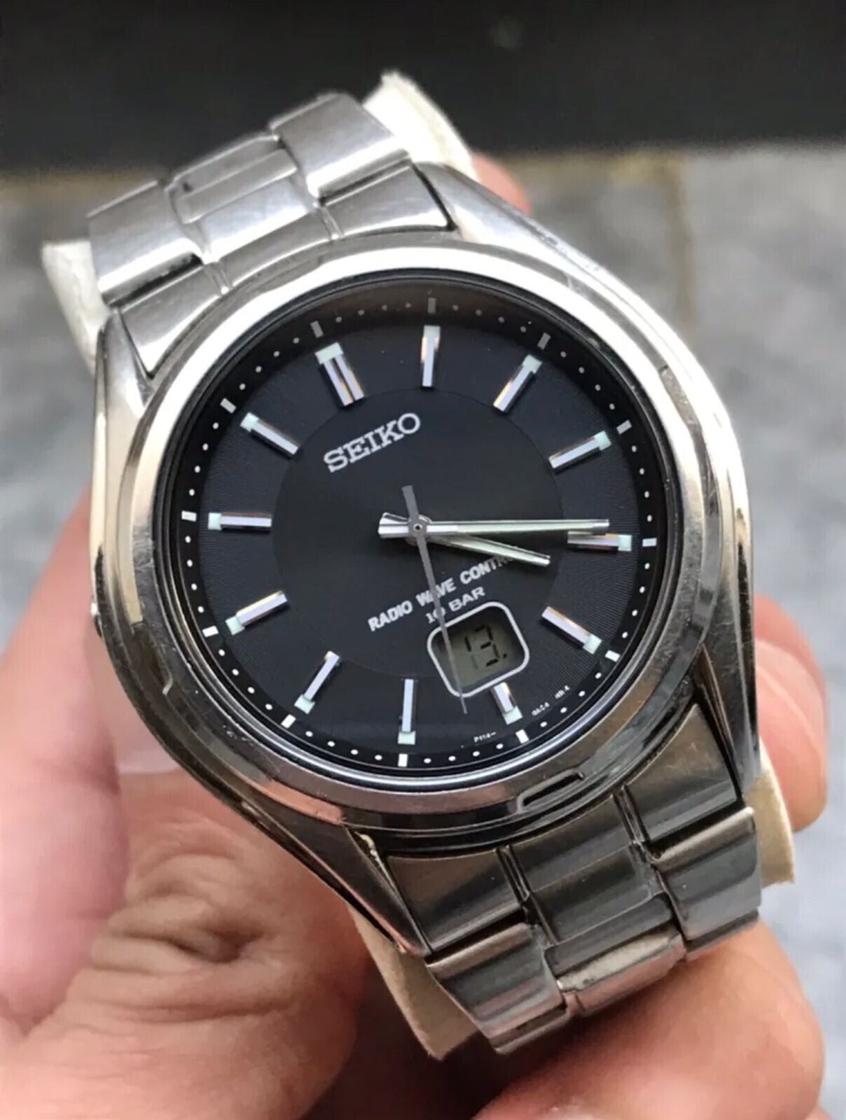 Rare Seiko Radio Wave Control P114-0AB0 Vintage Men