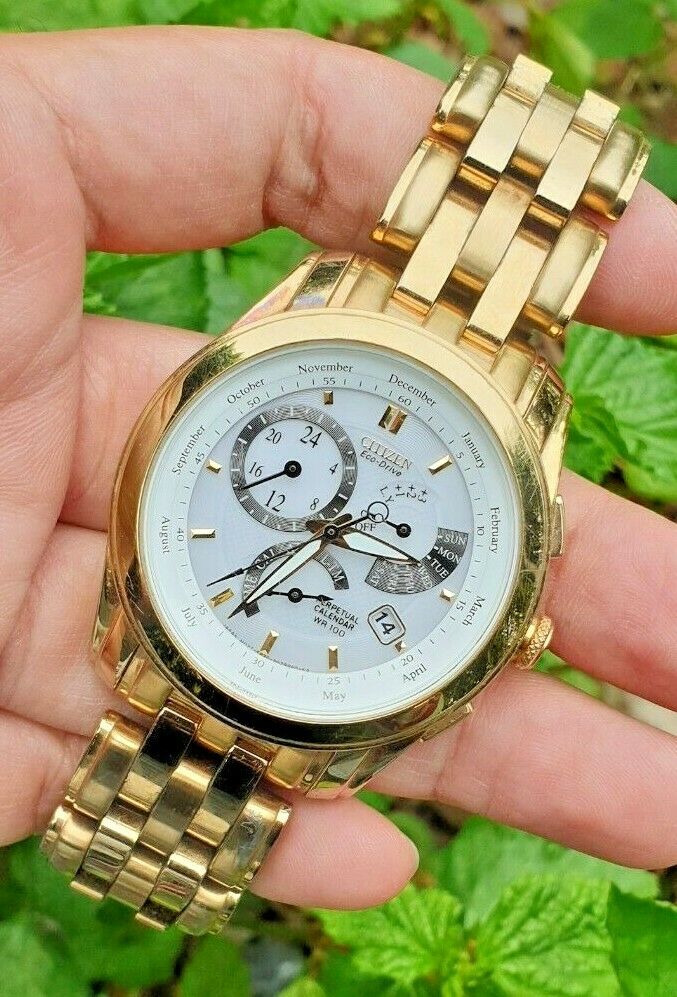 CITIZEN ECO DRIVE SOLAR WR100 Calibre 8700 PERPETUAL CALENDAR Gold Mens Watch WatchCharts Marketplace