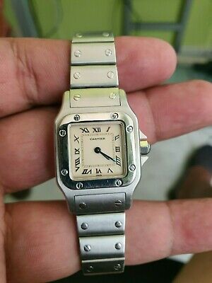 CARTIER SANTOS GALBEE 1565 STEEL QUARTZ LADIES WATCH 24mm NICE