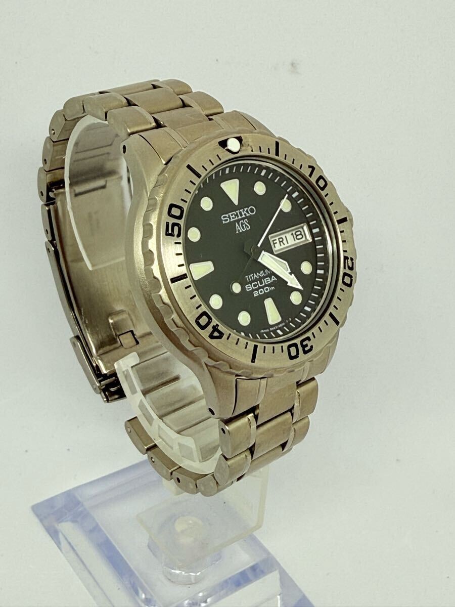 Seiko AGS Scuba 200M 5M43-0A60 All Titanium Quartz Mens Watch