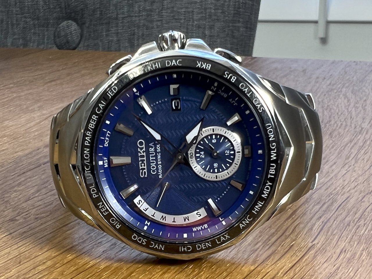 Seiko Coutura ''RADIO SYNC''' Blue Dial Silver Tone Solar Men's Watch -  SSG019 $295 obo paypal accepted | WatchCharts