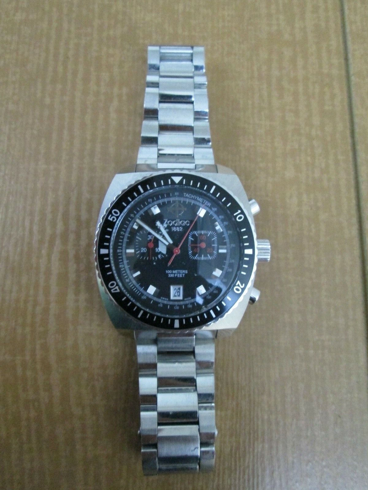 Vintage Mens Zodiac Seadragon Z02258 Chronograph Watch Sea Dragon