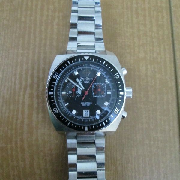 Vintage Mens Zodiac Seadragon Z02258 Chronograph Watch Sea Dragon