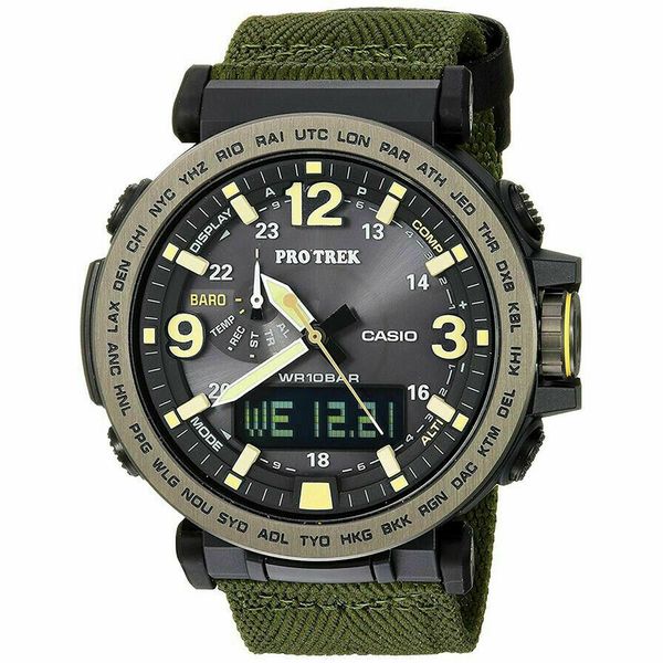 Casio Pro Trek Tough Solar PRW-30: Orologio Uomo Ana-Digitale Con Triplo Sensore, Multi-Band 6, Orologio Mondiale, Altimetro, Barometro, Bussola, 100m Water Resistant