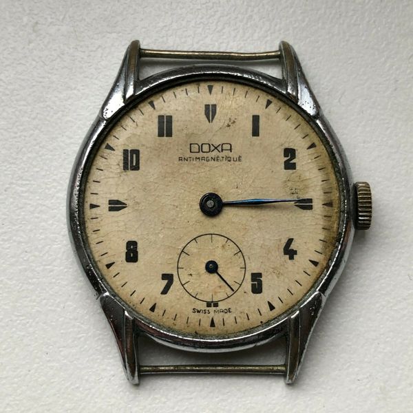 1950s Doxa Non Magnetic Manual Wind Dress Wristwatch with Original Salmon patina Dial