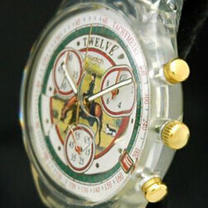 1995 SWATCH WATCH CHRONO La Majeste Velours HORSE Chronograph NEW