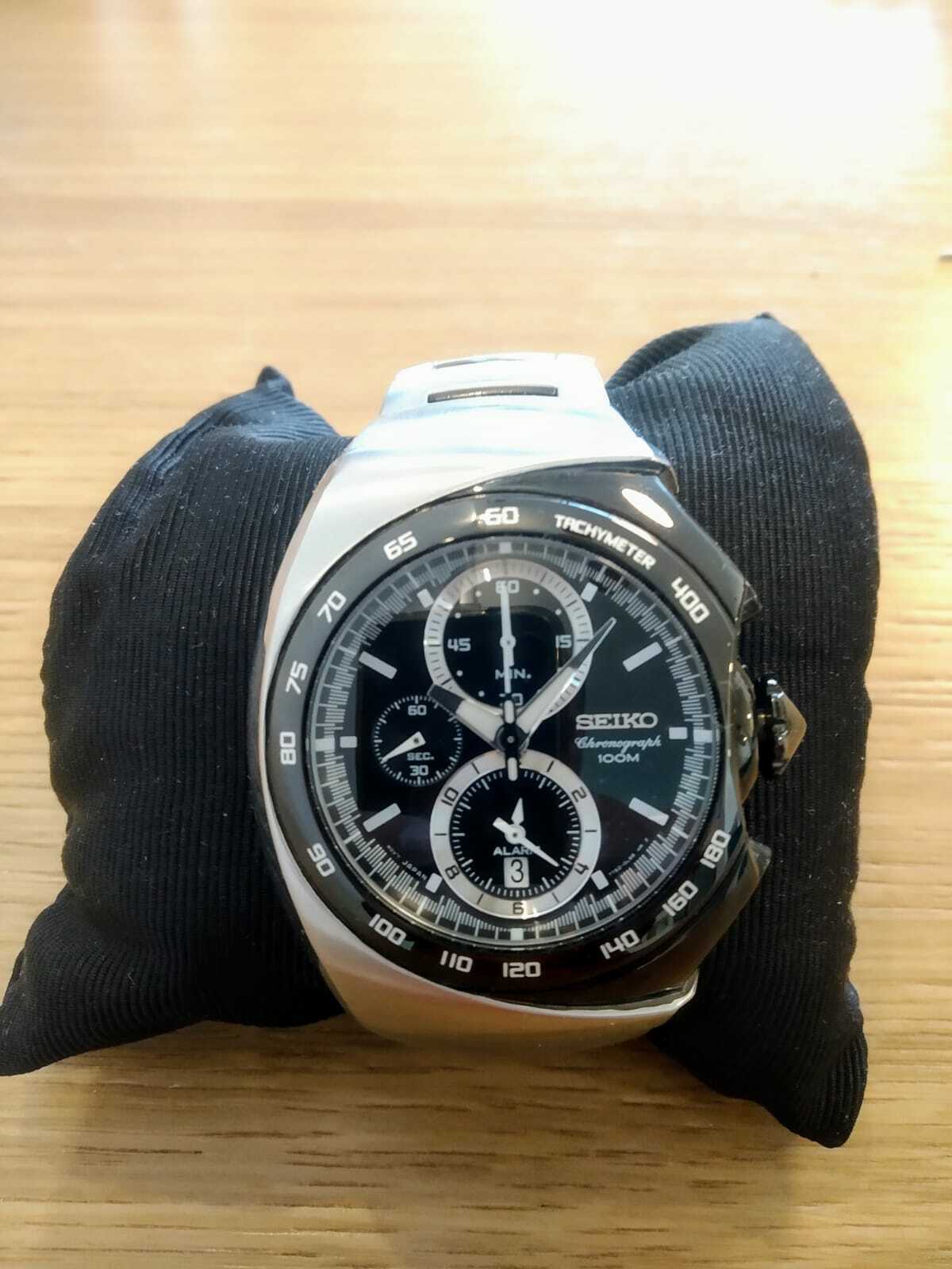 New Seiko 7T62-0HK0 Streamline Alarm Chronograph Mens Quartz