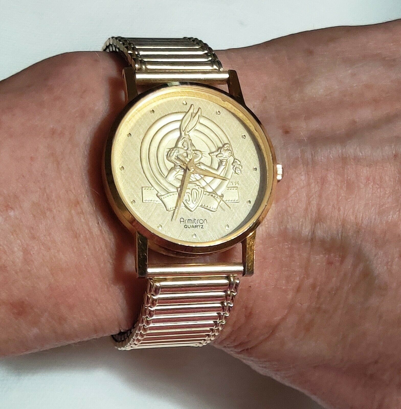 Bugs Bunny Armitron Watch 2036 Gold Tone Bugs 50th 2200/21 Warner Bros 1988  | WatchCharts Marketplace