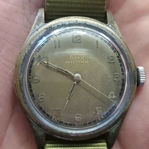 WWII Era Vintage Tissot Oversize Military Watch Tropical Radium Dial ...