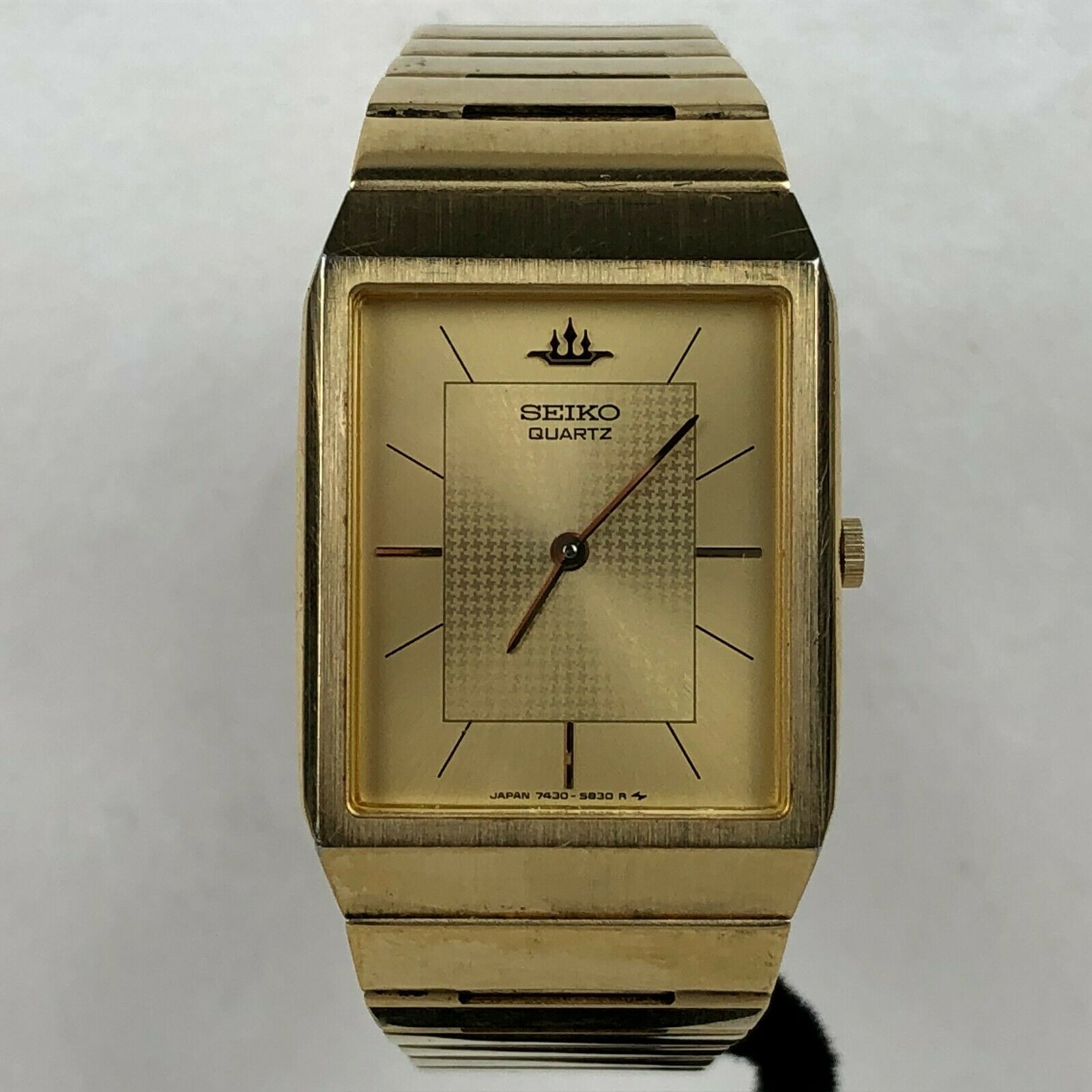 RARE MODEL Vintage Seiko Men's Slim Square Gold Tone Watch 7430