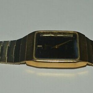 Vintage SEIKO SX Watch 5Y95-5000 Quartz Unisex Black Dial Gold