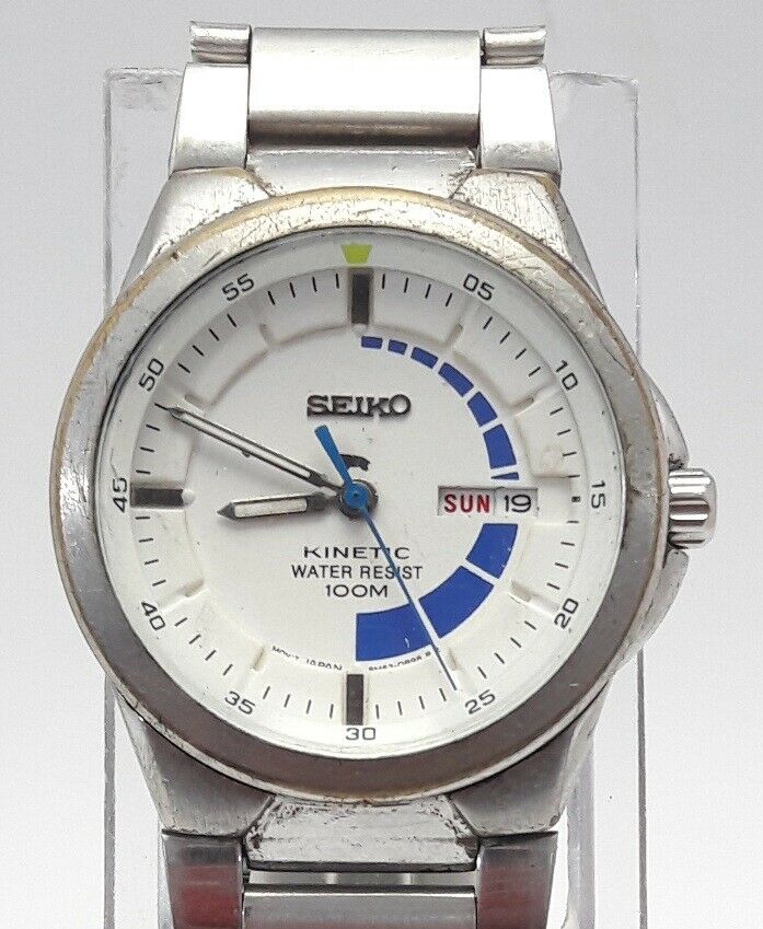 掛軸 89 VINTAGE SEIKO KINETIC QUARTZ 5M63-0B80 A4 JAPAN MEN'S WATCH
