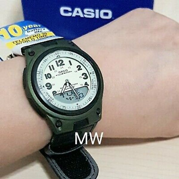New Casio AW-80V-3B Illuminator World Time Nylon Strap Sports Watch ...