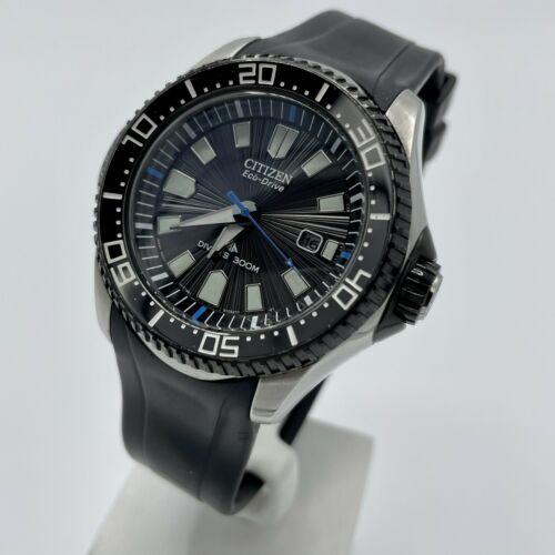 Citizens Men's Eco-Drive Promaster Diver Black Rubber Strap Watch 47mm store BN0085-01