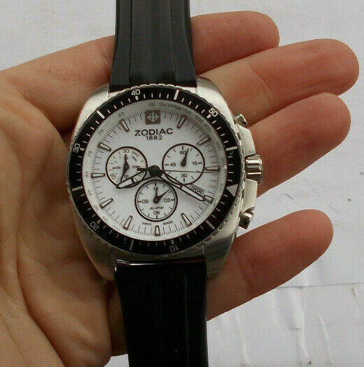 RARE Men's Zodiac Chrono 1882 Watch Wristwatch Working Swiss Alarm