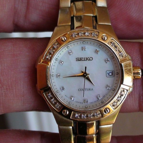 LADIES SEIKO COUTURA DIAMOND GOLD-TONE STAINLESS STEEL BRACELET WATCH ...