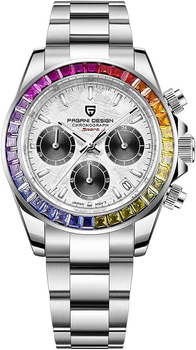 PAGANI DESIGN PD 1644 Rainbow Bezel Meteorite Dial Quartz Watch Stainless Steel WatchCharts Marketplace