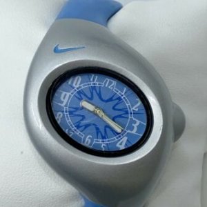 Vintage NIKE Triax Blue Sports Watch Splat Design Silicone Band Silver Face WatchCharts Marketplace