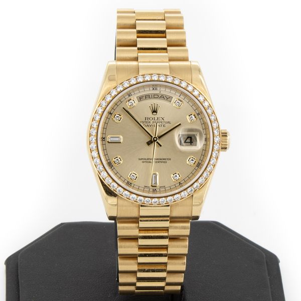 Men's Rolex OP Day-Date 18K President Ref 118348 Diamond Dial & Bezel # ...