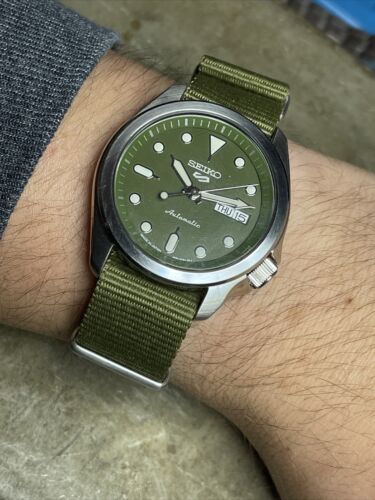Seiko 5 Sports DresSKX Made In Japan Green Dial Nylon Strap