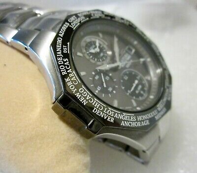 Superb Clean Seiko 5T82-0AA0 Coutura World Timer SPL001 Runs New