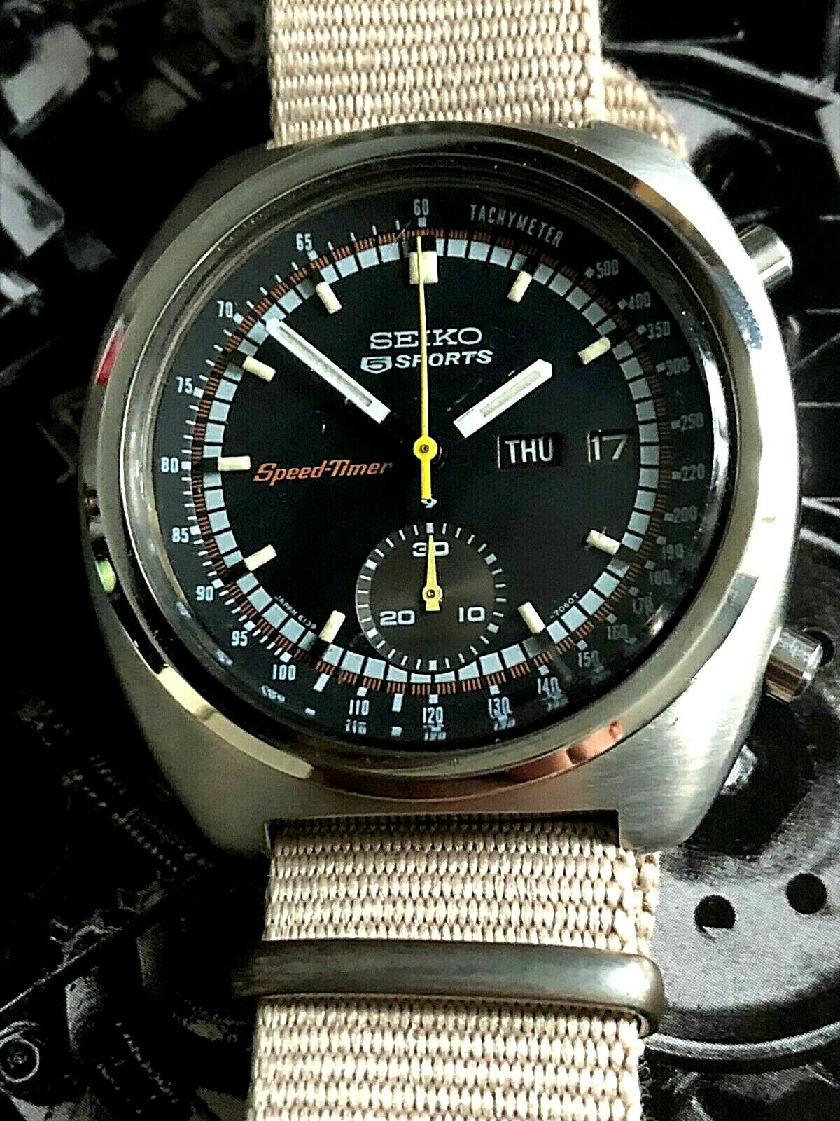 RARE VINTAGE 1971 JDM SEIKO 6139-7012 SPEED-TIMER 21J. AUTOMATIC