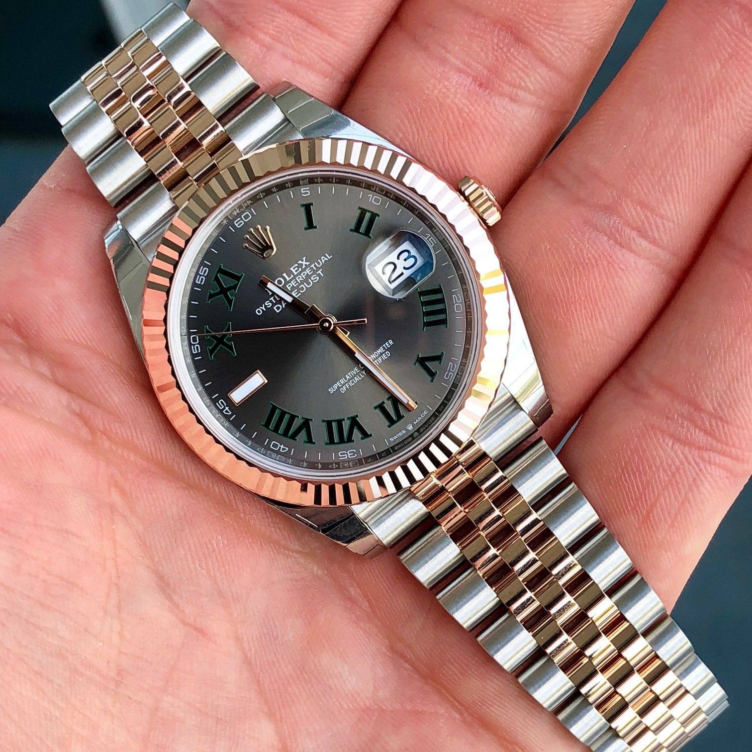 rose gold wimbledon rolex