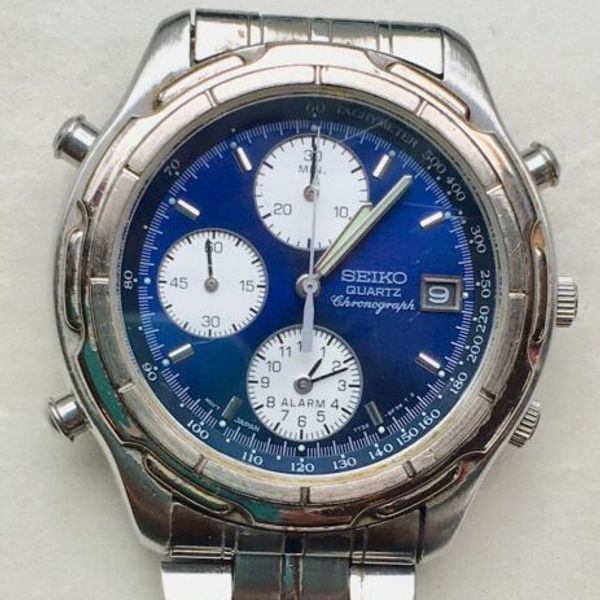 Seiko 7T32-6F3W quartz chronograph alarm day date mens stainless wrist  watch | WatchCharts
