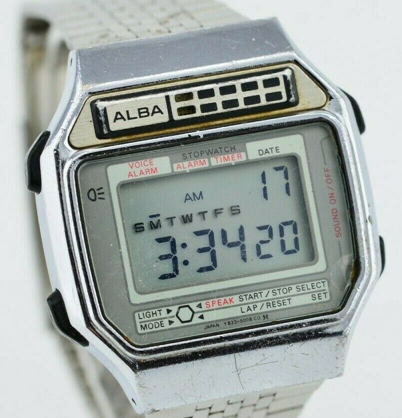 Vintage Seiko Alba Digital Alarm Chronograph Watch Y823-5000