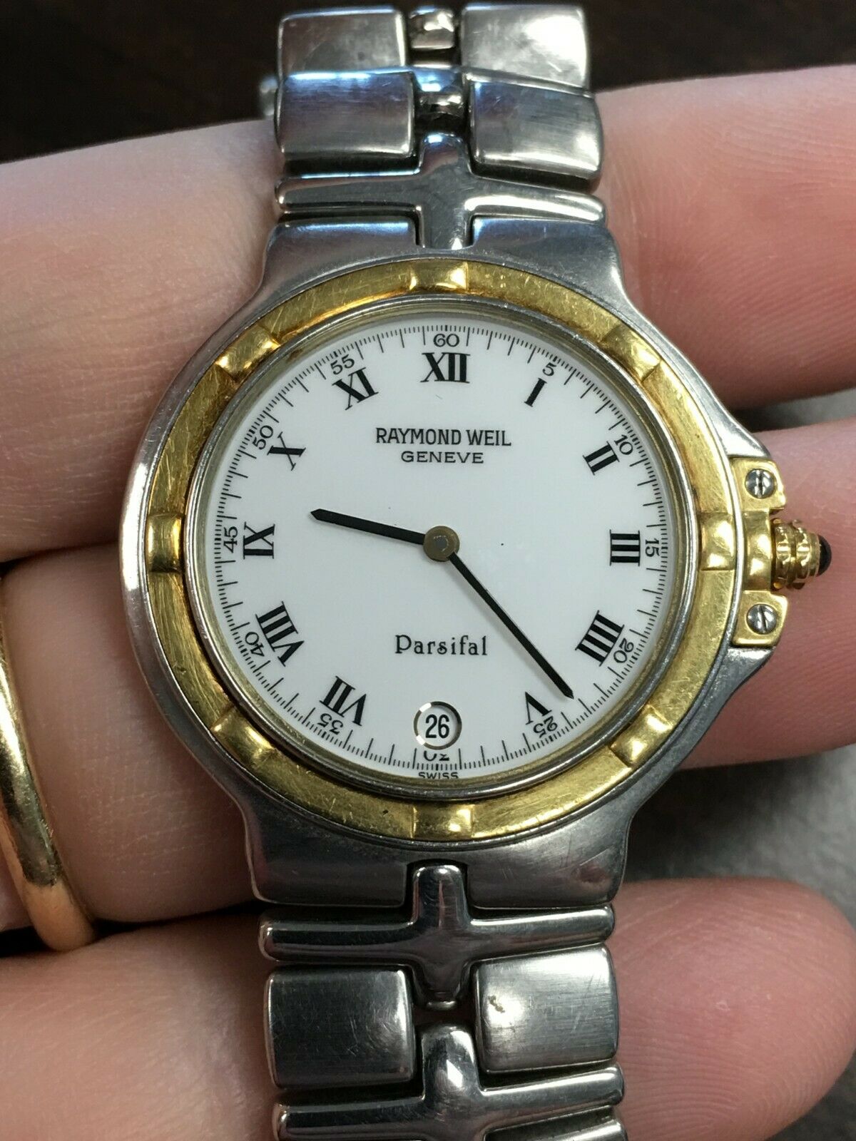 RAYMOND WEIL GENEVE PARSIFAL STAINLESS STEEL WRISTWATCH SOLD AS IS