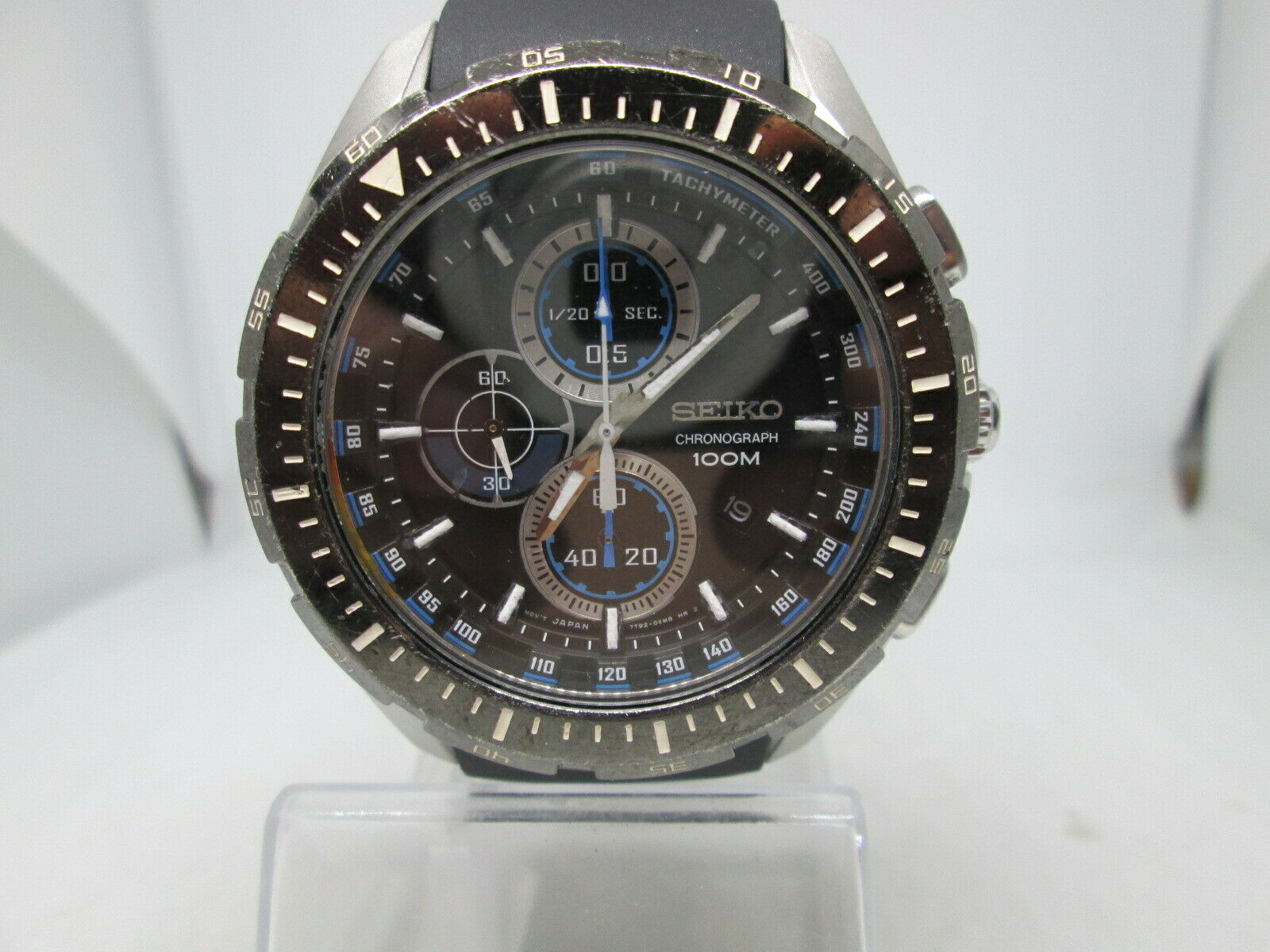 SEIKO 7T92-0RX0 44mm DATE CHRONOGRAPH STAINLESS STEEL QUARTZ