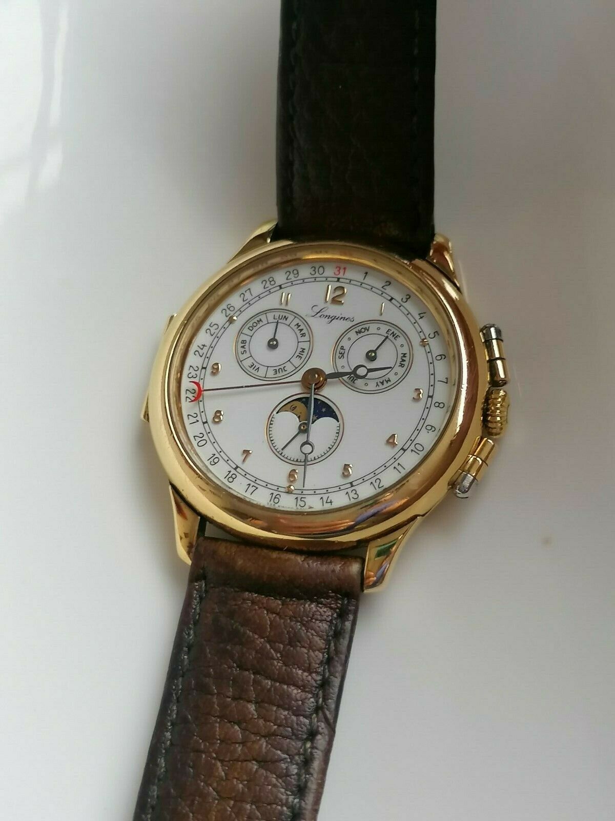 Longines Charleston 5218 Triple calendar moon phase. Quartz