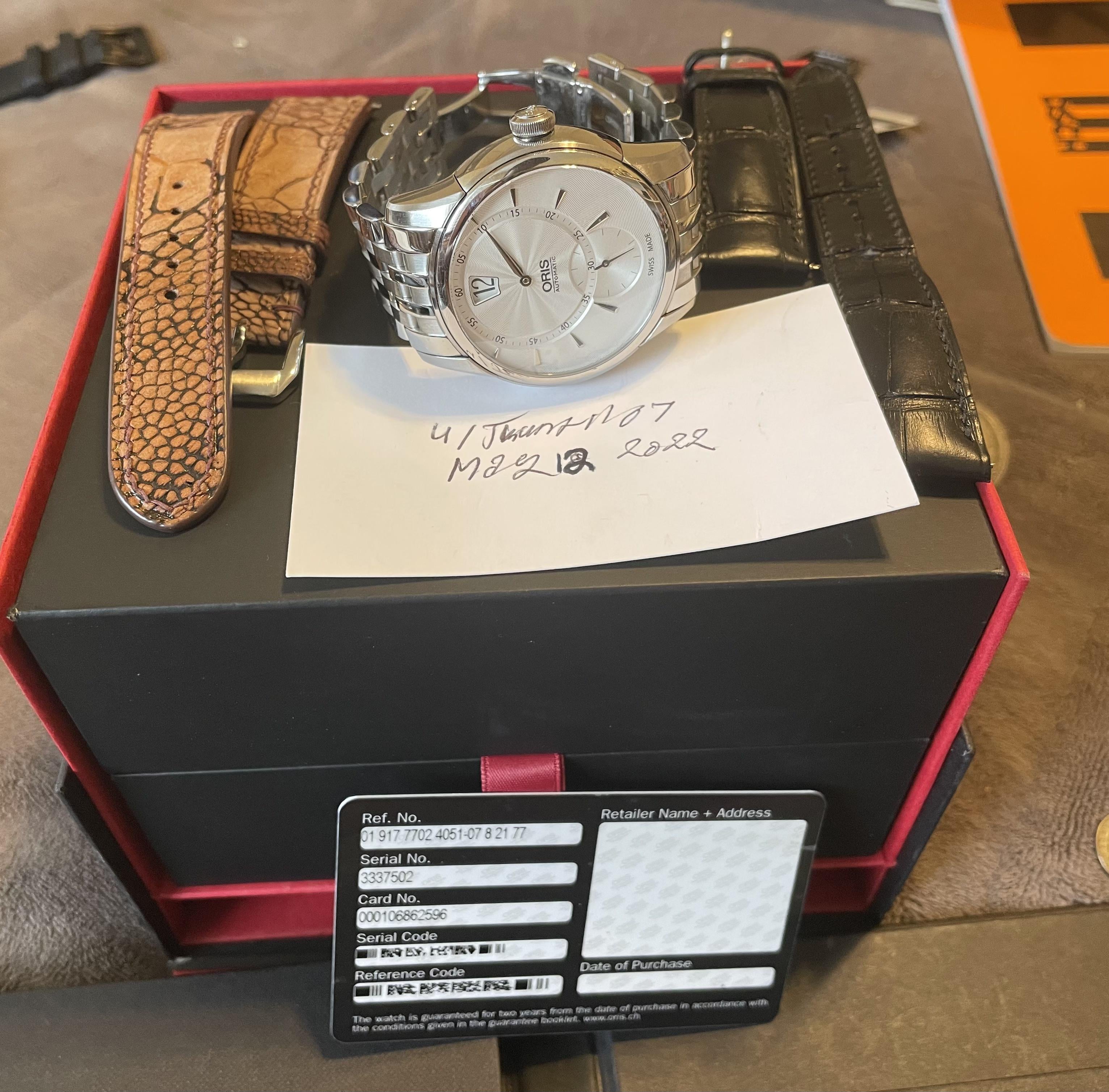 WTS Oris Artelier Jumping Hour on Bracelet W Full Kit Retail