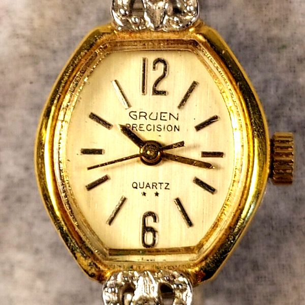 Vintage Women's Gruen Precision Cocktail Crystal Wristwatch New Battery