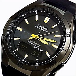 CASIO / Wave Ceptor Men's Watch Solar Radio Watch Black Case Black ...