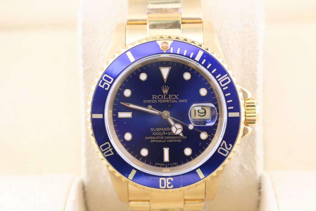 1993 Rolex Submariner 16618 Blue Dial 18k Oyster No Papers 40mm