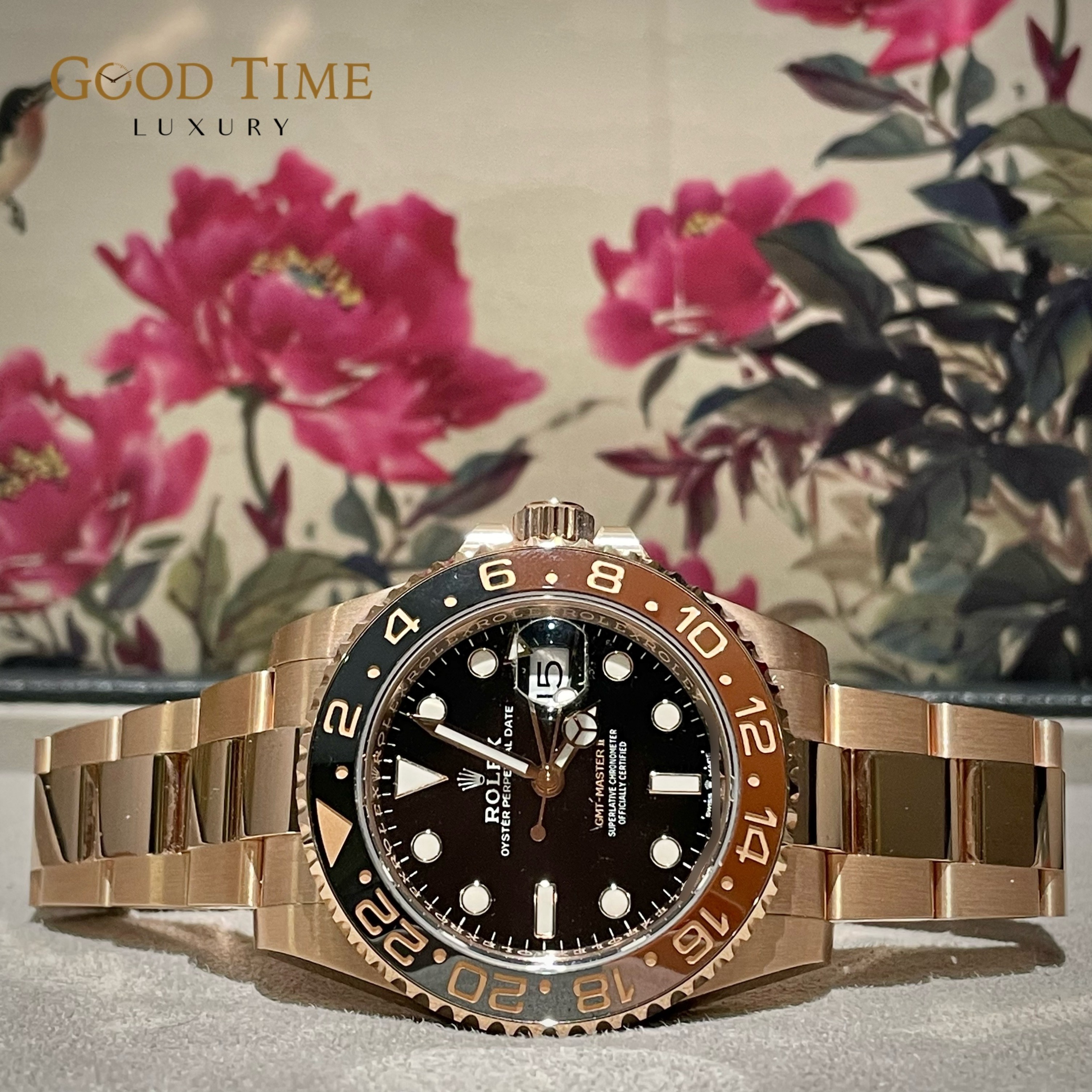 Rolex gmt shop pink gold