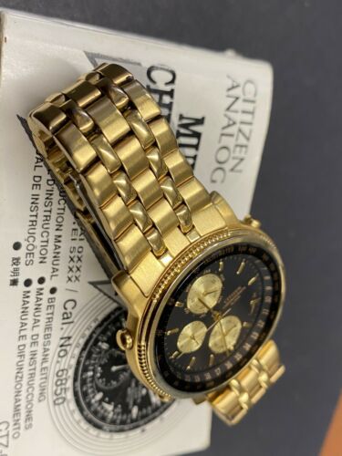 CITIZEN シチズン 6850-G81139 腕時計 クロノグラフ メンズ クオーツ オススメ ゴールド Citizen Chronograph Watch Men 39mm Black Dial Gold Tone 6850