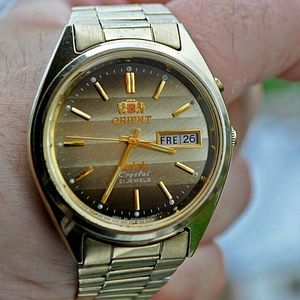 Vintage Automatic Orient Watch 3 Star Crystal 21 Jewels Orient Band Double Date WatchCharts Marketplace