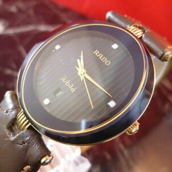 BEAUTIFUL!! RADO jubile 152.3694.2 BLACK GOLD MENS VINTAGE WATCH SWISS  QUARTZ | WatchCharts Marketplace